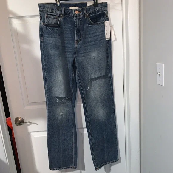 Urban Outfitters BDG Loose Straight Jeans Size 29 Blue Denim Ripped Distress - Picture 2 of 6